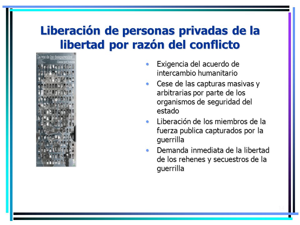 Liberación de personas privadas de la libertad por razón del conflicto