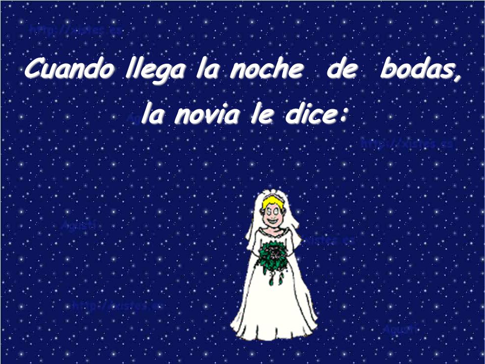Cuando llega la noche de bodas, la novia le dice: