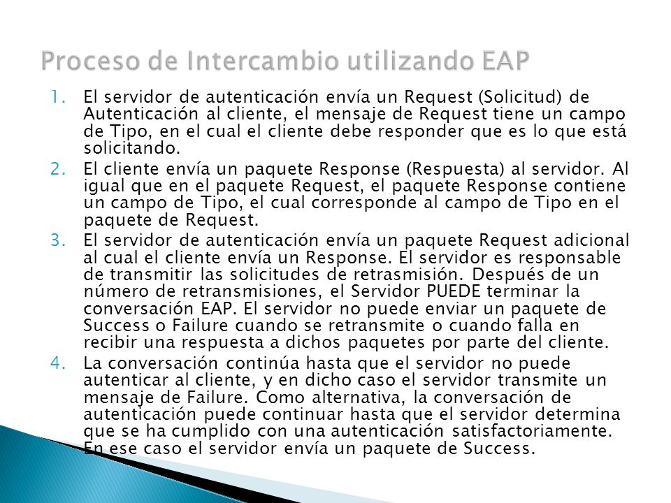 Proceso de Intercambio utilizando EAP