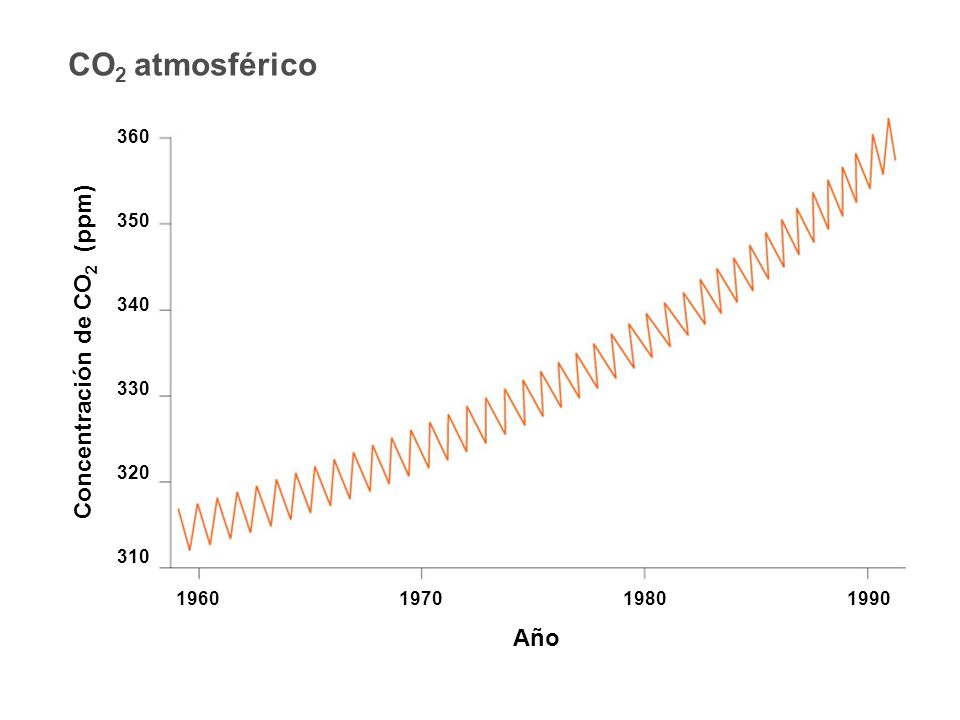 CO2 atmosférico Concentración de CO2 (ppm) Año
