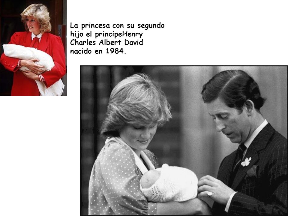 La princesa con su segundo hijo el principeHenry Charles Albert David nacido en 1984.