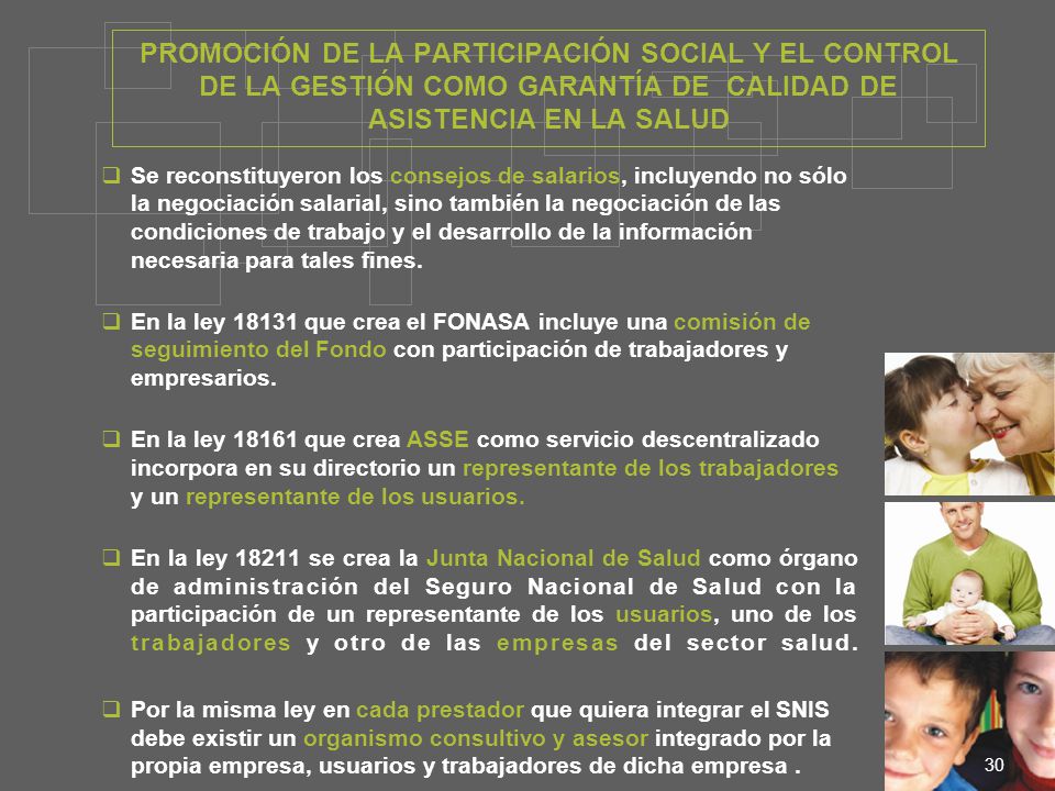 PROMOCIÓN DE LA PARTICIPACIÓN SOCIAL Y EL CONTROL DE LA GESTIÓN COMO GARANTÍA DE CALIDAD DE ASISTENCIA EN LA SALUD