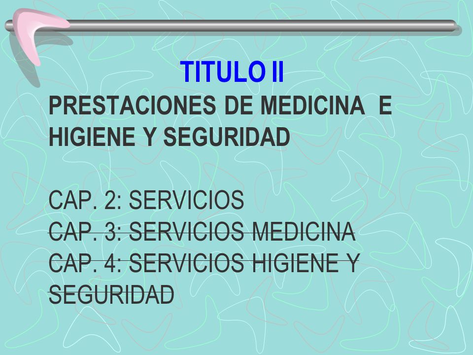 TITULO II PRESTACIONES DE MEDICINA E HIGIENE Y SEGURIDAD CAP