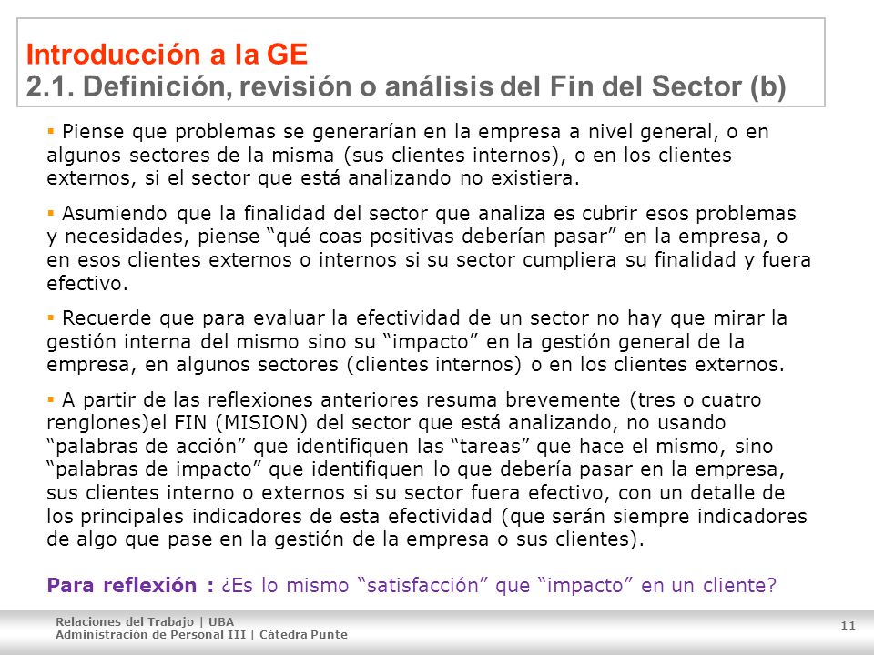 Introducción a la GE 2.1. Definición, revisión o análisis del Fin del Sector (b)