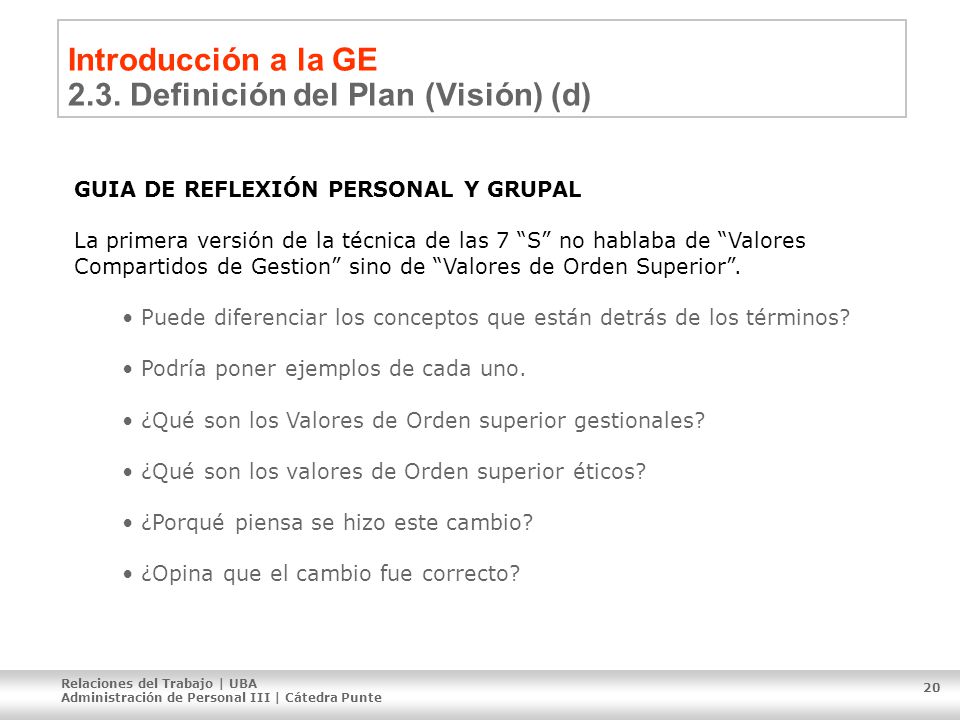 Introducción a la GE 2.3. Definición del Plan (Visión) (d)