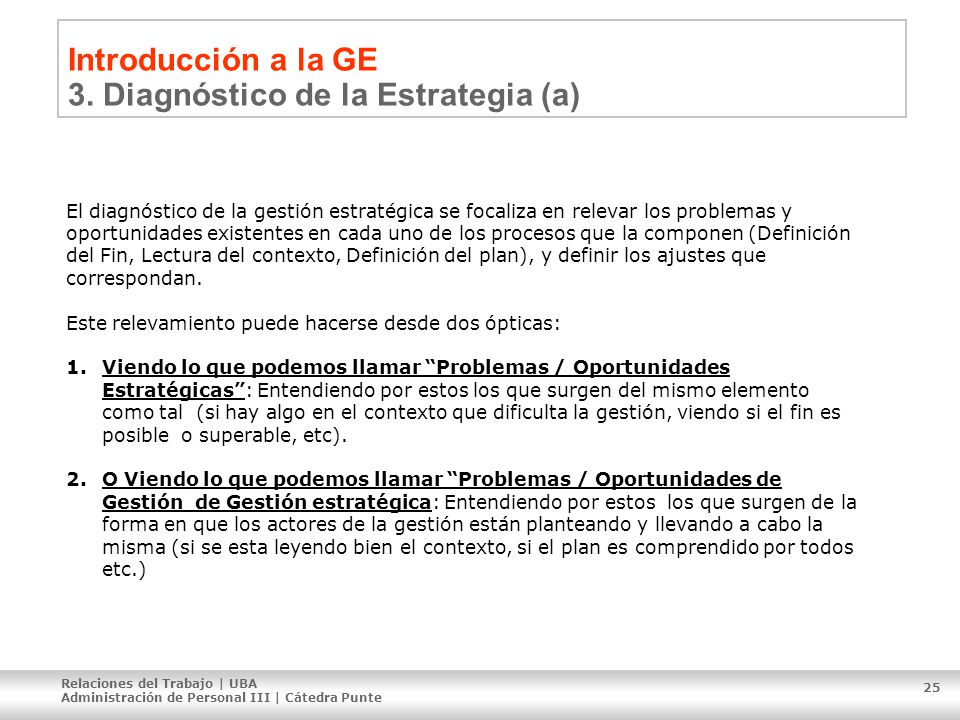 Introducción a la GE 3. Diagnóstico de la Estrategia (a)
