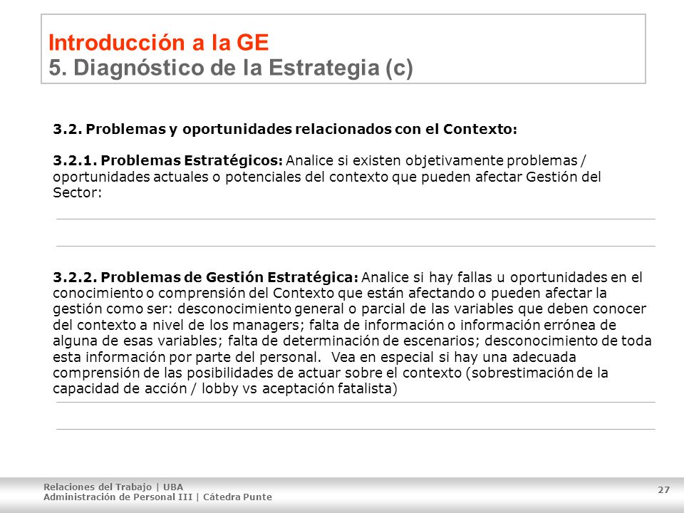 Introducción a la GE 5. Diagnóstico de la Estrategia (c)