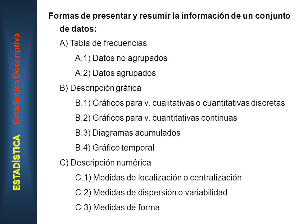 ESTADÍSTICA Estadística Descriptiva