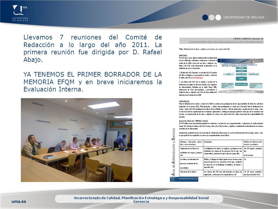 Llevamos 7 reuniones del Comité de Redacción a lo largo del año 2011