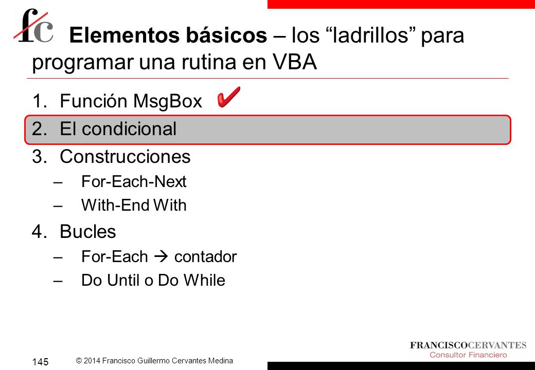 Elementos básicos – los ladrillos para programar una rutina en VBA
