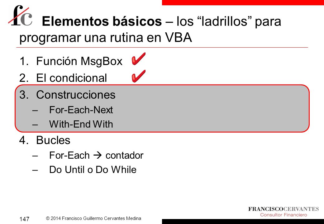 Elementos básicos – los ladrillos para programar una rutina en VBA