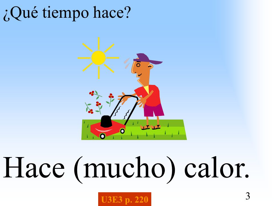 ¿Qué tiempo hace Hace (mucho) calor. U3E3 p. 220