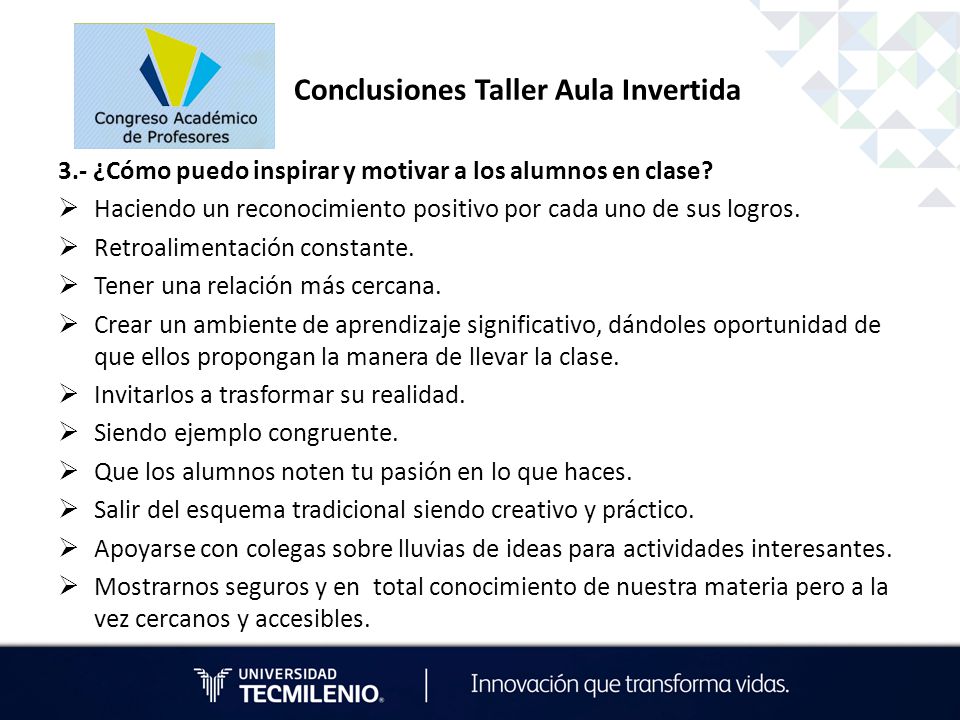 Conclusiones Taller Aula Invertida
