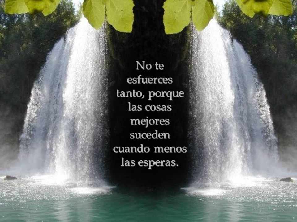 No te esfuerces tanto, porque las cosas mejores suceden cuando menos las esperas.