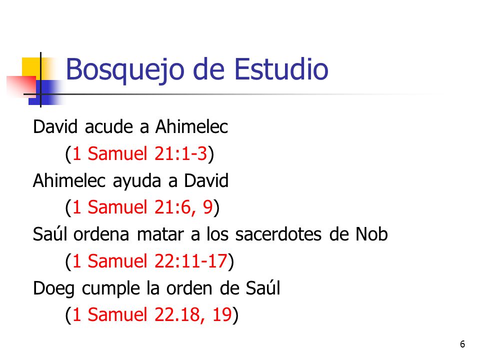 Bosquejo de Estudio David acude a Ahimelec (1 Samuel 21:1-3)