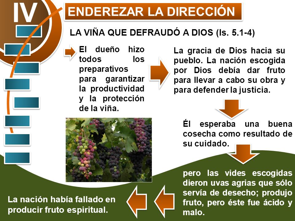 IV ENDEREZAR LA DIRECCIÓN LA VIÑA QUE DEFRAUDÓ A DIOS (Is )