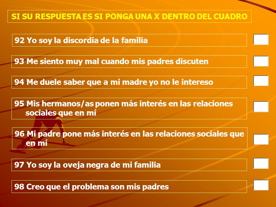 SI SU RESPUESTA ES SI PONGA UNA X DENTRO DEL CUADRO