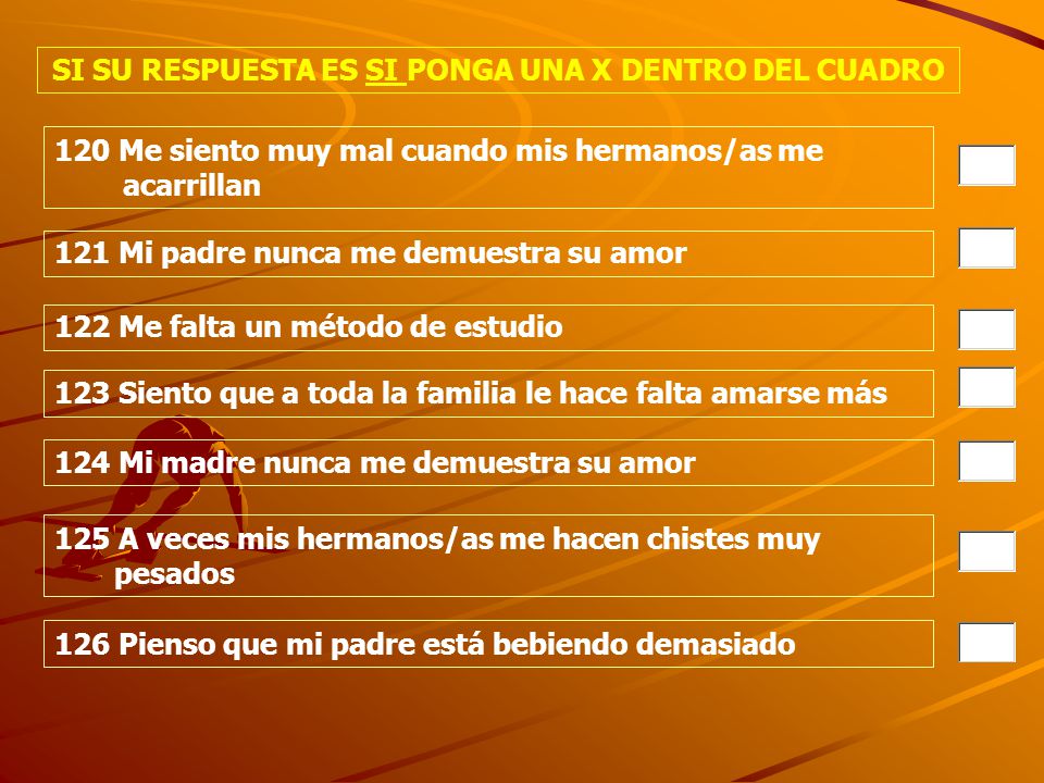 SI SU RESPUESTA ES SI PONGA UNA X DENTRO DEL CUADRO