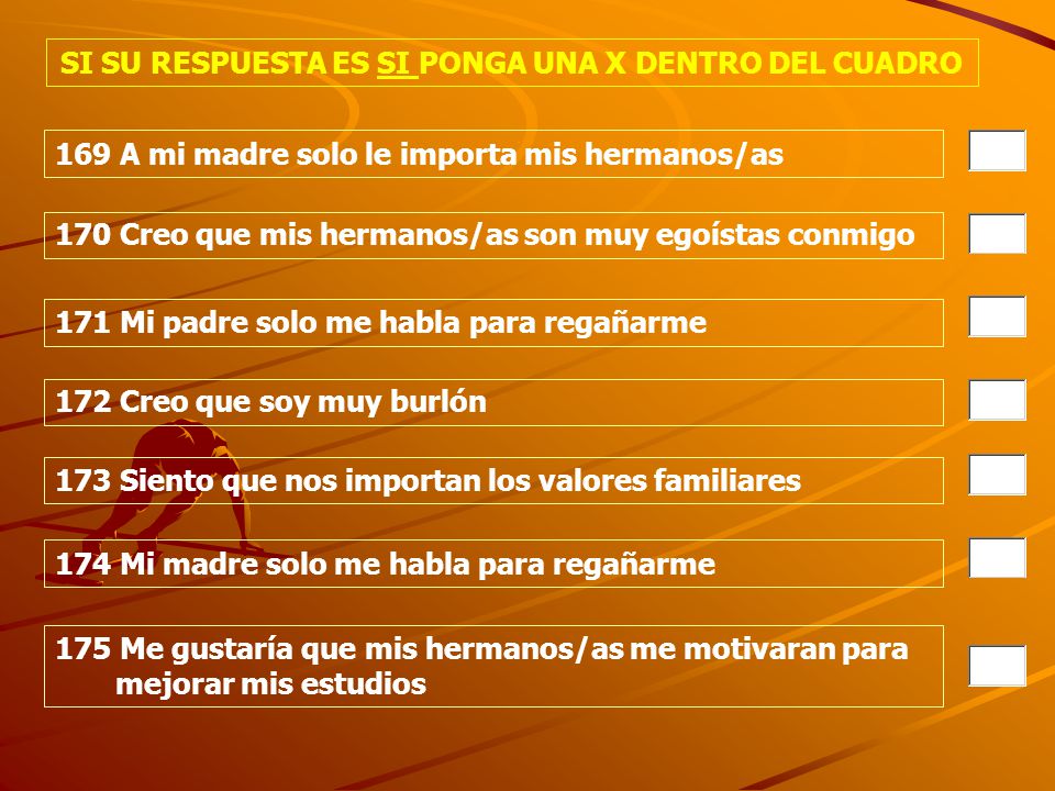 SI SU RESPUESTA ES SI PONGA UNA X DENTRO DEL CUADRO