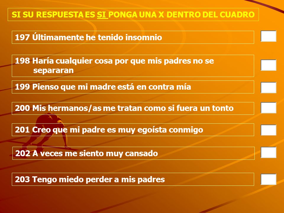 SI SU RESPUESTA ES SI PONGA UNA X DENTRO DEL CUADRO