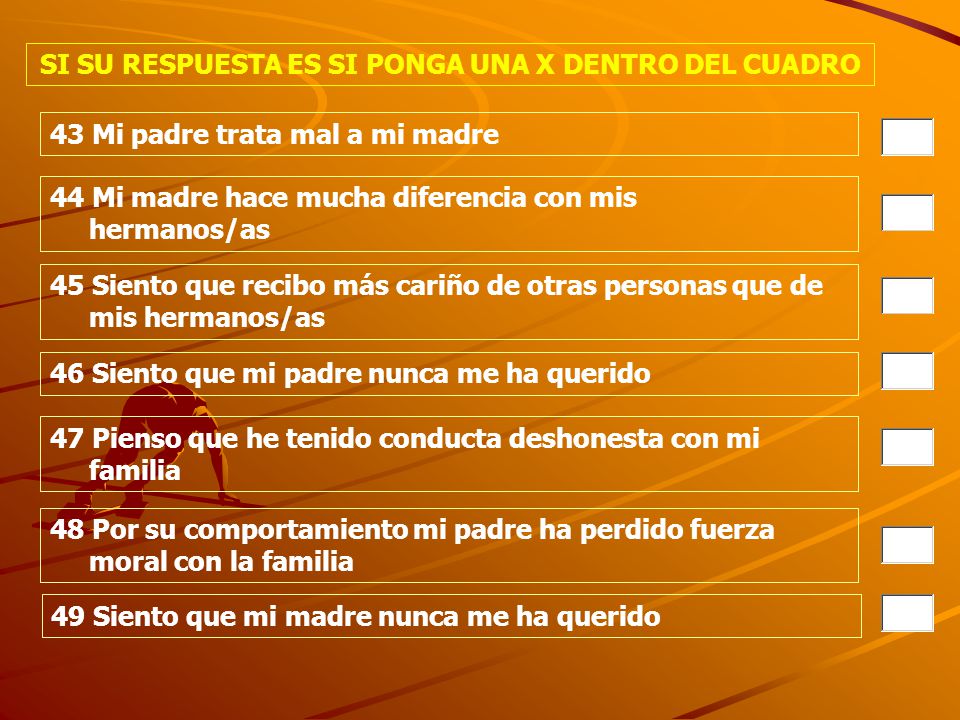 SI SU RESPUESTA ES SI PONGA UNA X DENTRO DEL CUADRO