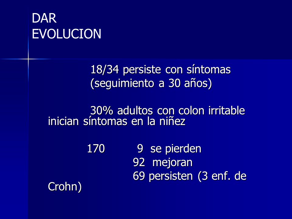 DAR EVOLUCION 18/34 persiste con síntomas (seguimiento a 30 años)