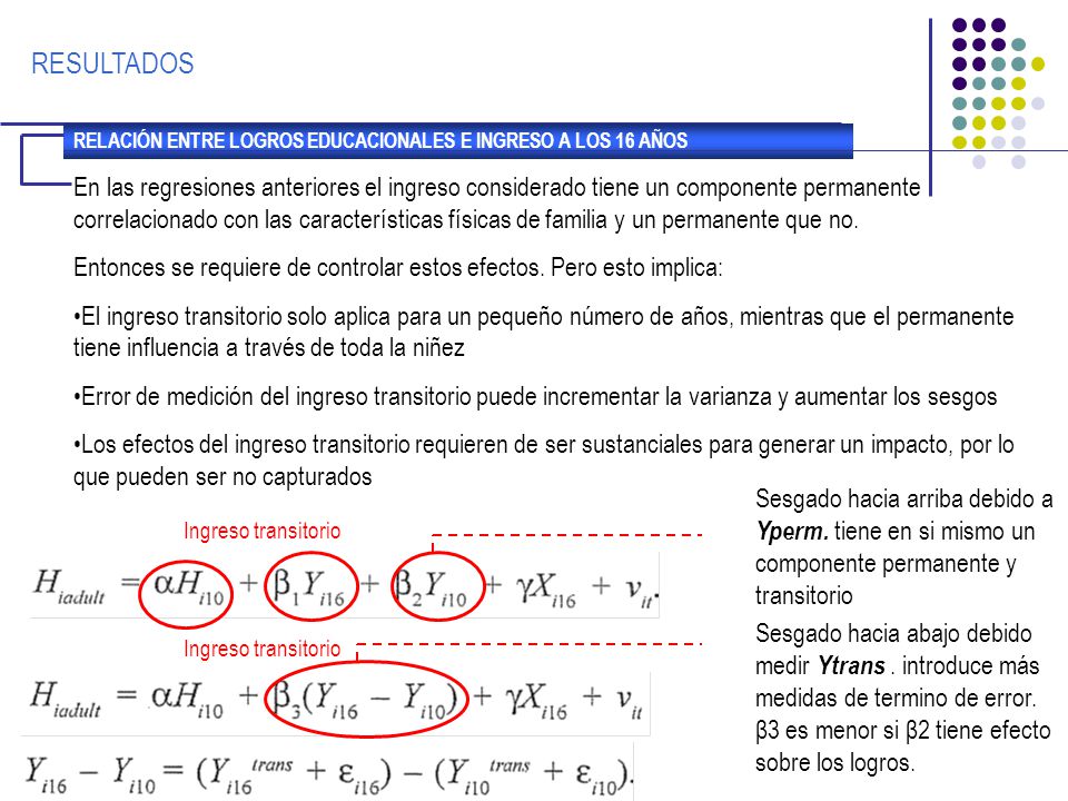 RESULTADOS RELACIÓN ENTRE LOGROS EDUCACIONALES E INGRESO A LOS 16 AÑOS.