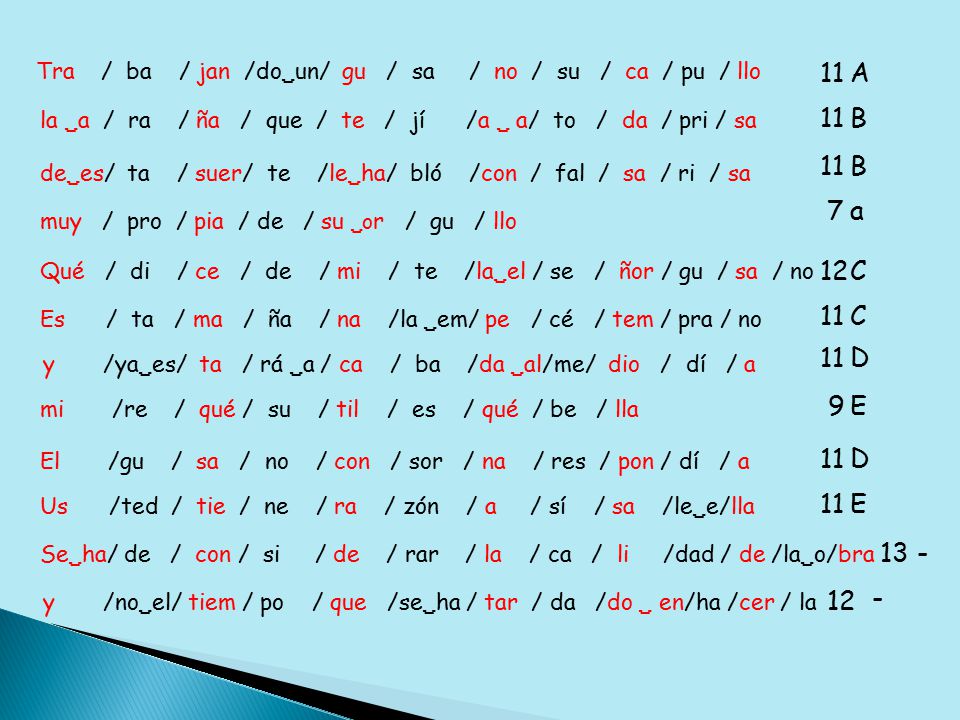 Tra / ba / jan /doun/ gu / sa / no / su / ca / pu / llo