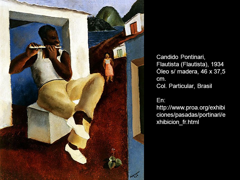 Candido Pontinari, Flautista (Flautista), Óleo s/ madera, 46 x 37,5 cm. Col. Particular, Brasil.
