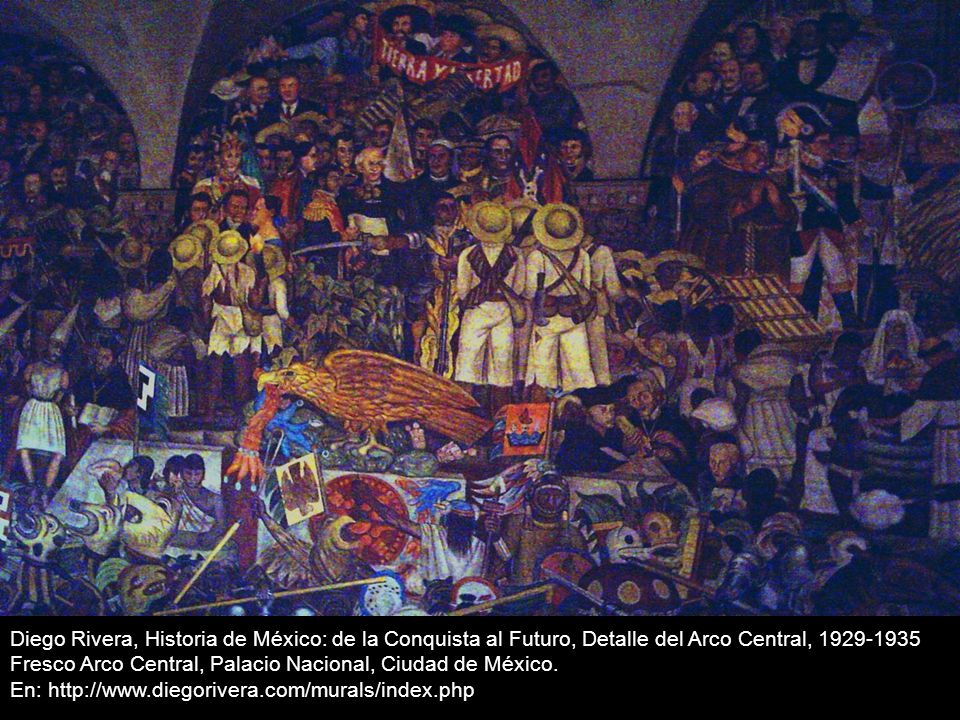 Diego Rivera, Historia de México: de la Conquista al Futuro, Detalle del Arco Central, Fresco Arco Central, Palacio Nacional, Ciudad de México.