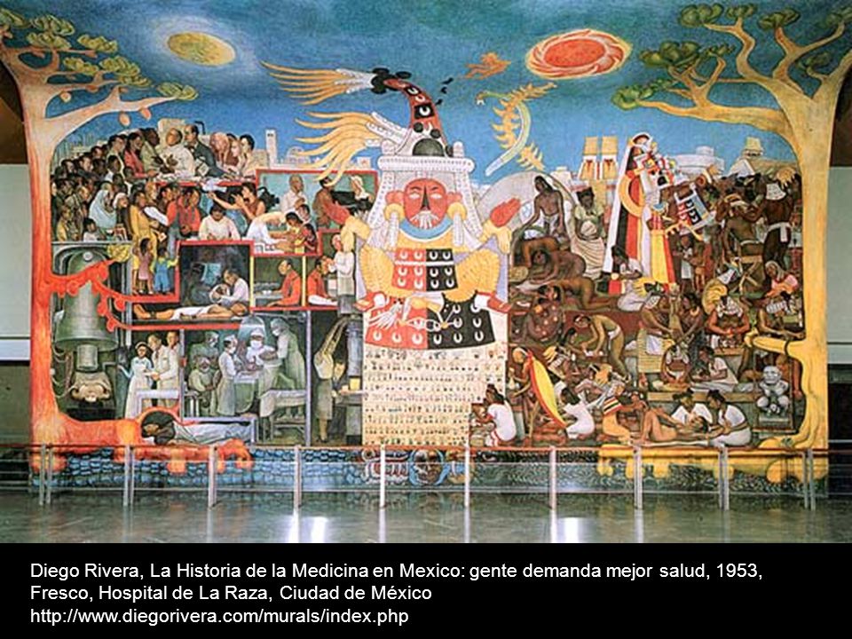 Diego Rivera, La Historia de la Medicina en Mexico: gente demanda mejor salud, 1953,