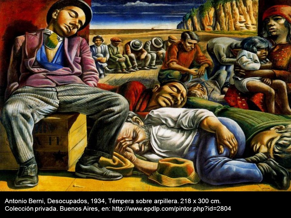 Antonio Berni, Desocupados, 1934, Témpera sobre arpillera. 218 x 300 cm.