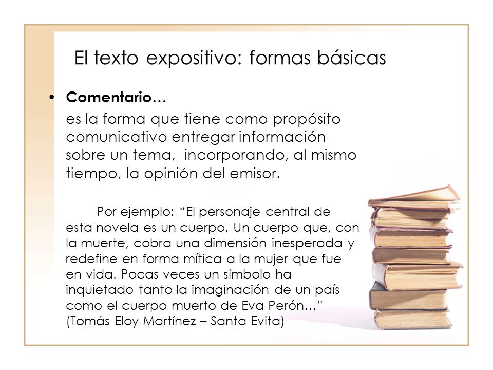 El texto expositivo: formas básicas