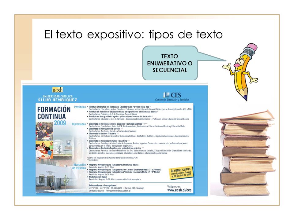 El texto expositivo: tipos de texto
