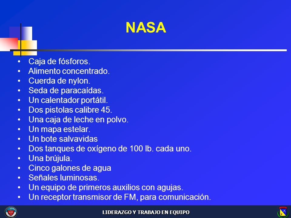 NASA Caja de fósforos. Alimento concentrado. Cuerda de nylon.