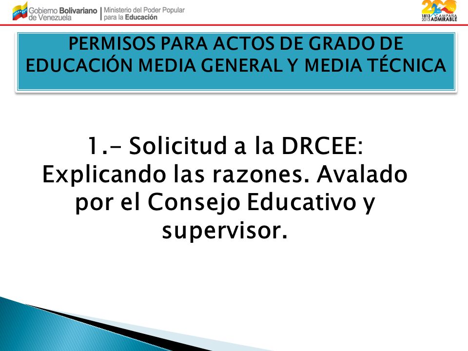 PERMISOS PARA ACTOS DE GRADO DE EDUCACIÓN MEDIA GENERAL Y MEDIA TÉCNICA