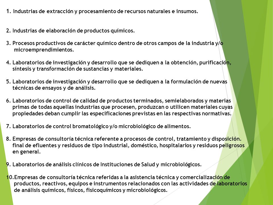 1. Industrias de extracción y procesamiento de recursos naturales e insumos.