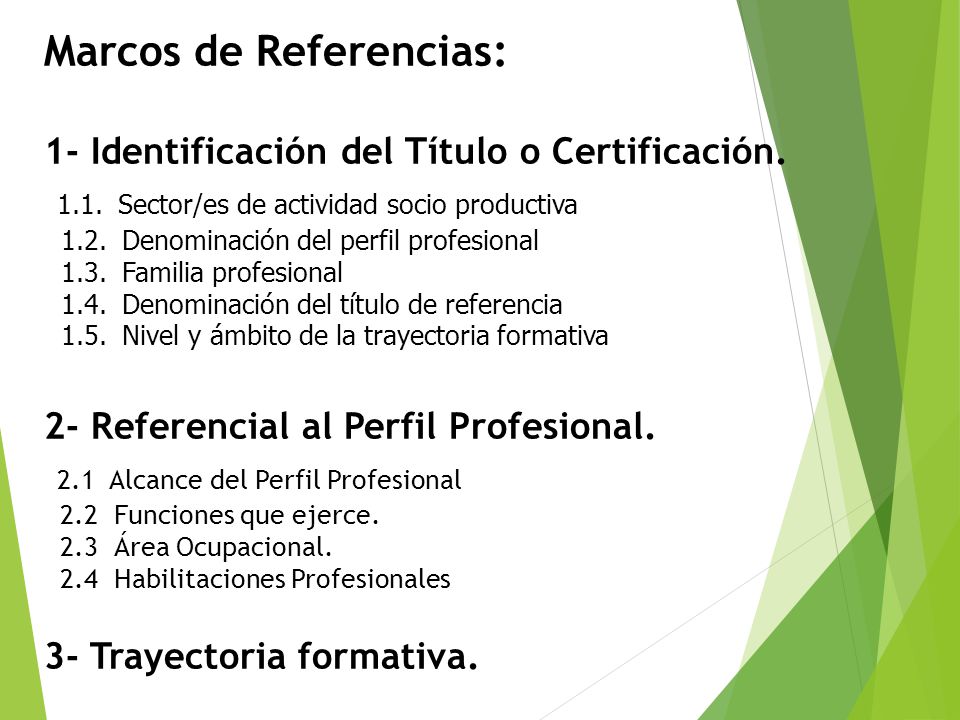 Marcos de Referencias: 1- Identificación del Título o Certificación. 1