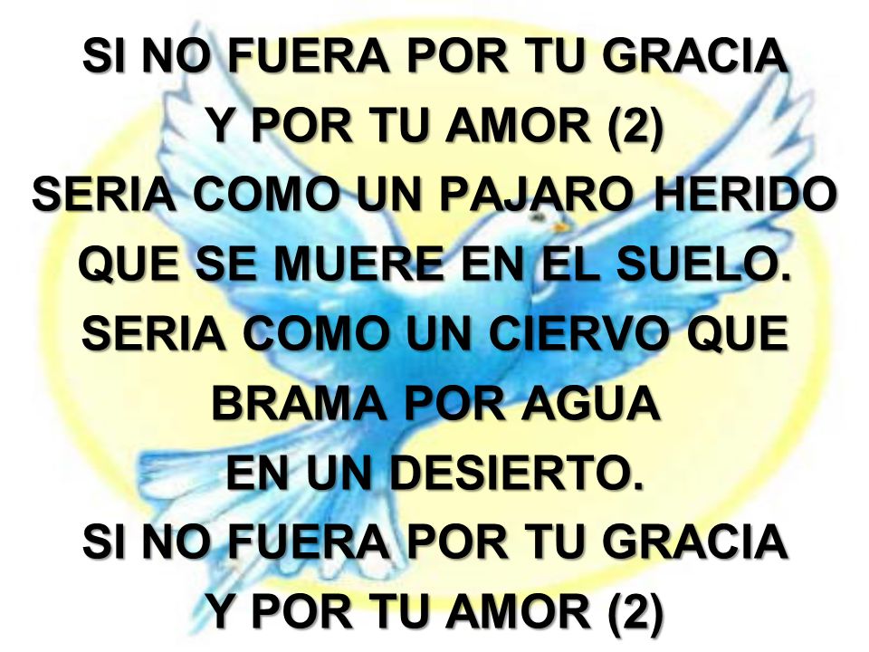 SI NO FUERA POR TU GRACIA Y POR TU AMOR (2) SERIA COMO UN PAJARO HERIDO QUE SE MUERE EN EL SUELO.