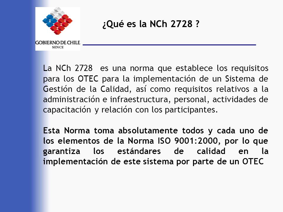 ¿Qué es la NCh 2728