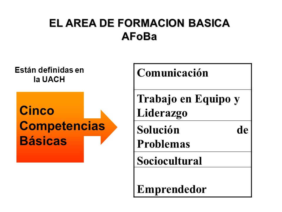 EL AREA DE FORMACION BASICA Están definidas en la UACH