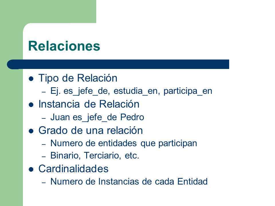 Relaciones Tipo de Relación Instancia de Relación