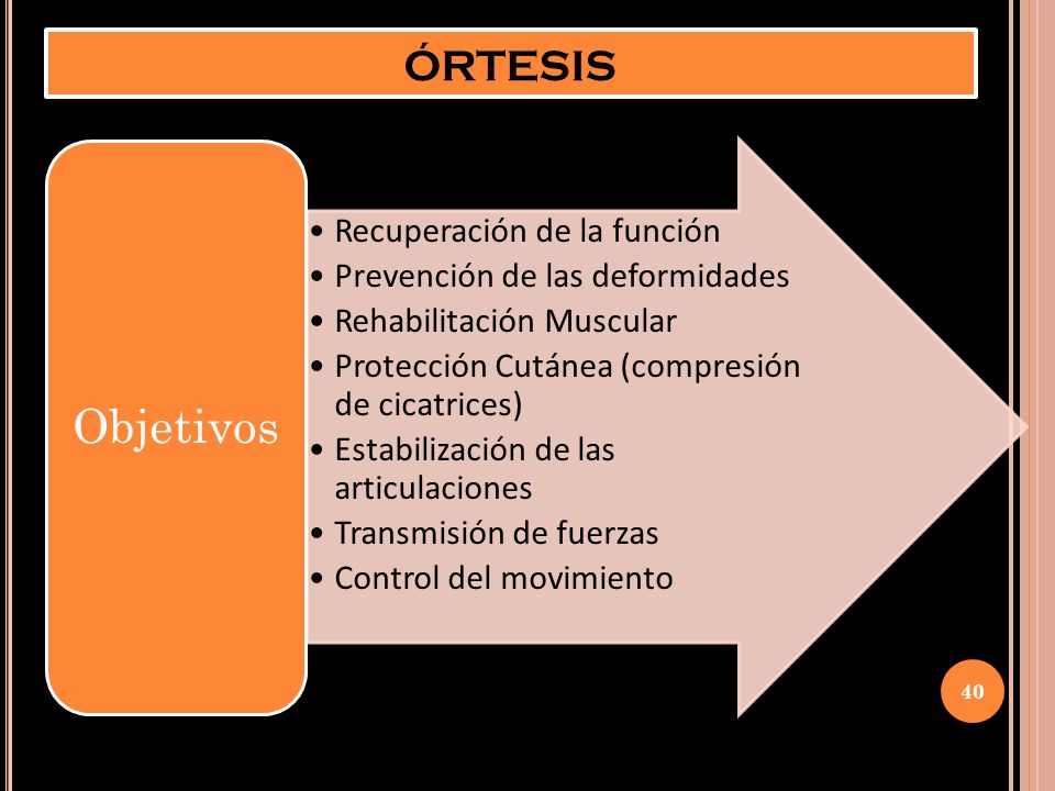 ÓRTESIS Recuperación de la función Prevención de las deformidades