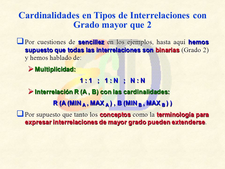 Cardinalidades en Tipos de Interrelaciones con Grado mayor que 2