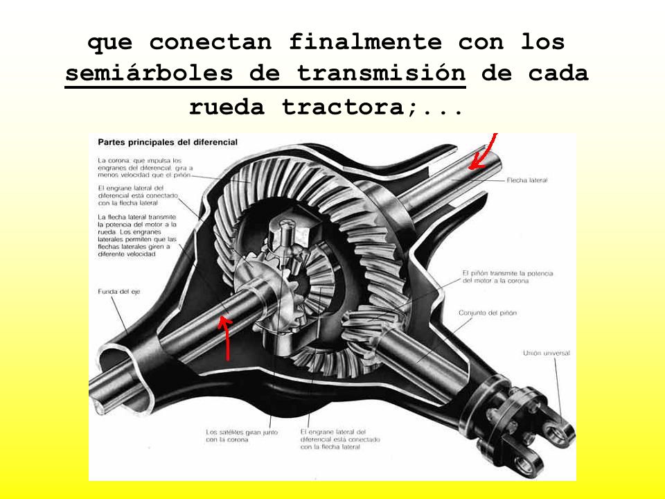 que conectan finalmente con los semiárboles de transmisión de cada rueda tractora;...