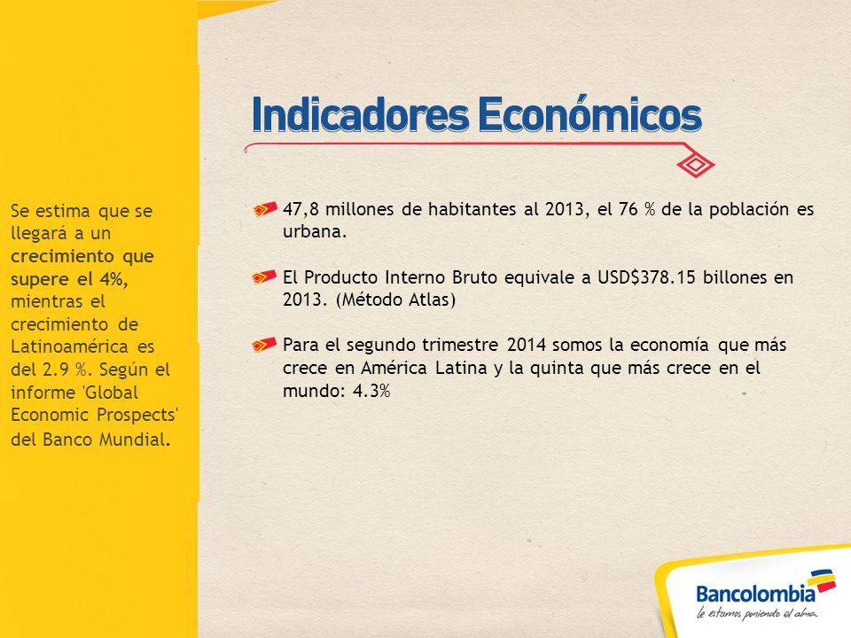 Se estima que se llegará a un crecimiento que supere el 4%, mientras el crecimiento de Latinoamérica es del 2.9 %. Según el informe Global Economic Prospects del Banco Mundial.