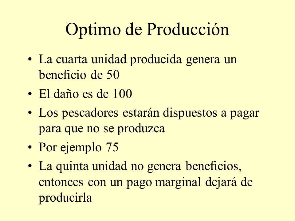 Optimo de Producción La cuarta unidad producida genera un beneficio de 50. El daño es de 100.