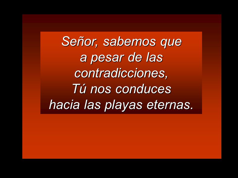 Señor, sabemos que a pesar de las contradicciones, Tú nos conduces hacia las playas eternas.