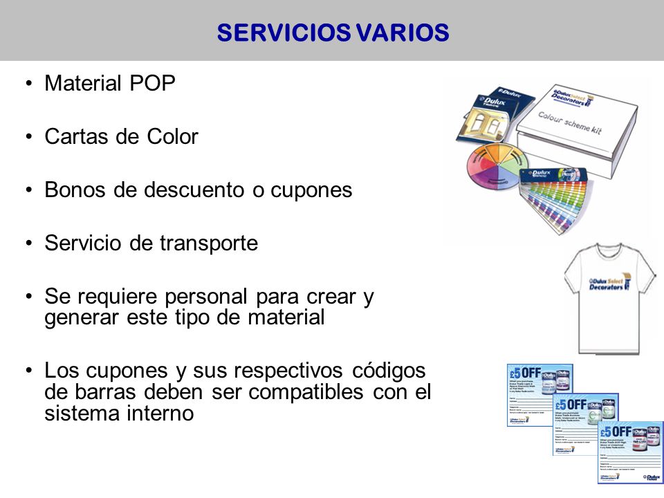 SERVICIOS VARIOS Material POP Cartas de Color