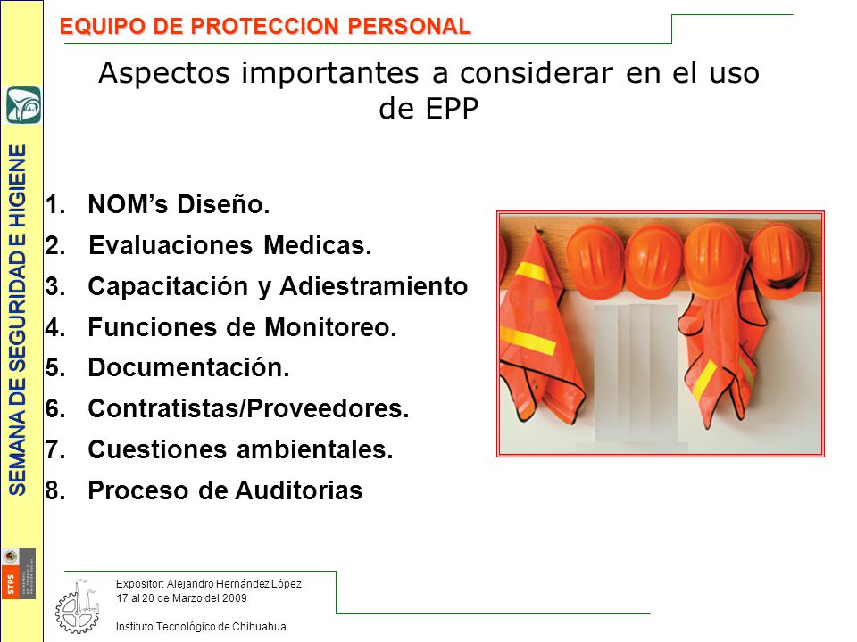 Aspectos importantes a considerar en el uso de EPP